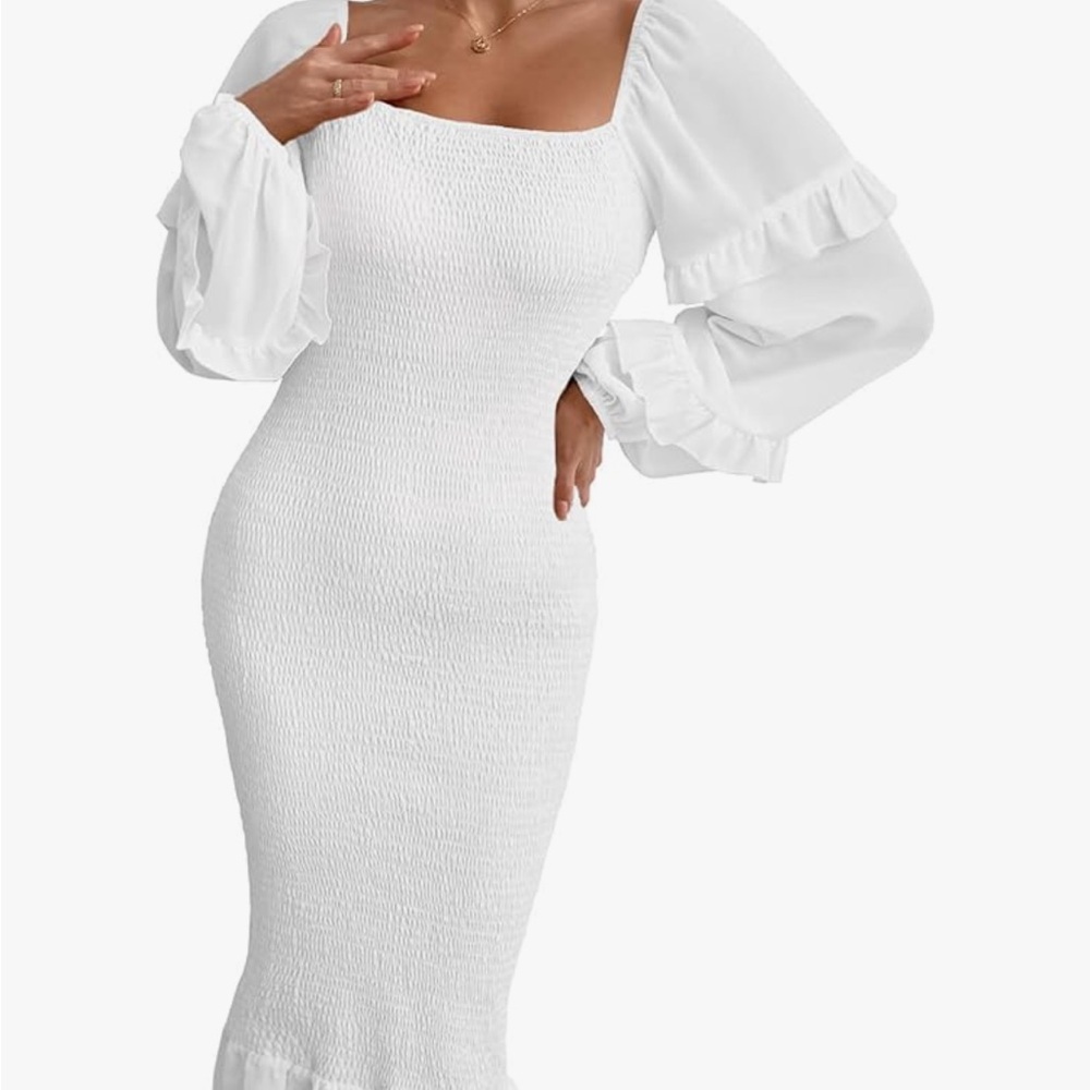 Elegant White Smocked Dress